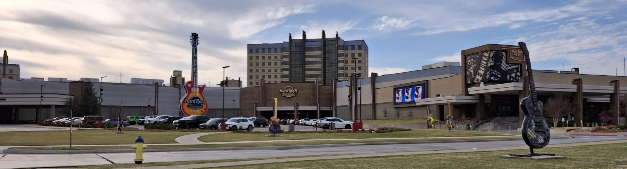 Hard Rock Hotel and Casino Tulsa exterior and north tower in Catoosa, Oklahoma